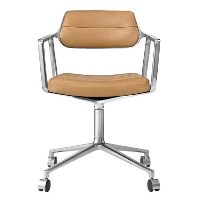 Swivel 453 Drehstuhl auf Rollen, Leder camel, Poliert