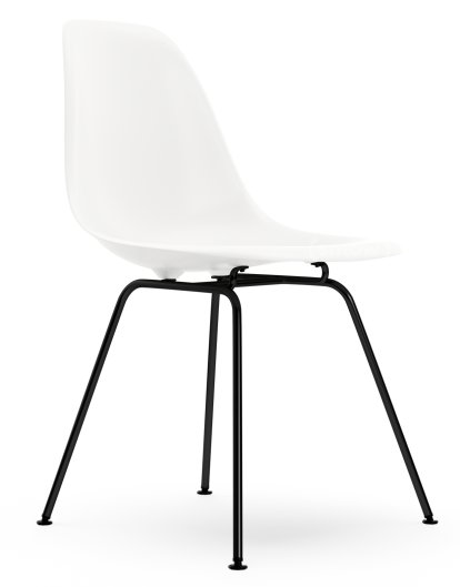 Eames Plastic Side Chair DSX, Weiß non-RE, Ohne Polsterung, Ohne Polsterung, Standardhöhe - 43 cm, Beschichtet basic dark