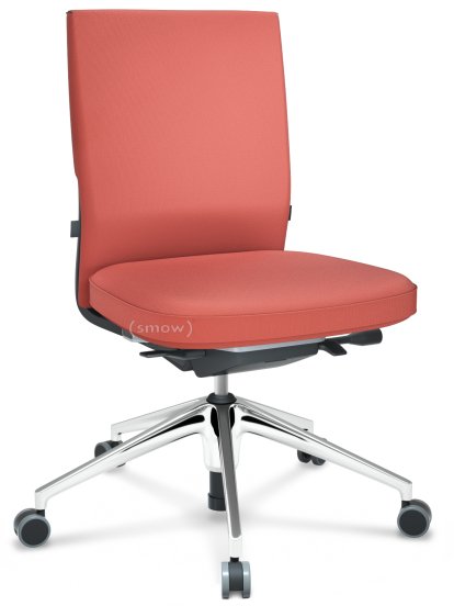 ID Soft, FlowMotion-mit Vorwärtsneigung, mit Sitztiefenverstellung, Ohne Armlehnen, 5-Stern Untergestell, Aluminium poliert, Basic dark, Sitz und Rücken Silk Mesh, Backstein, Hart für Teppichboden