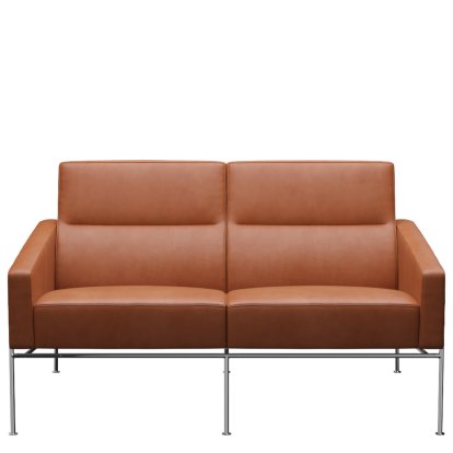 Series 3300 Sofa, Leder Grace - Walnut, Stahl, verchromt 