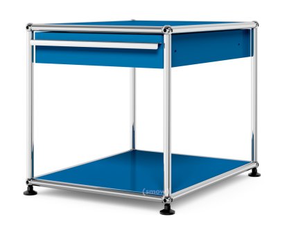 USM Haller Beistelltisch mit Schublade, Enzianblau RAL 5010