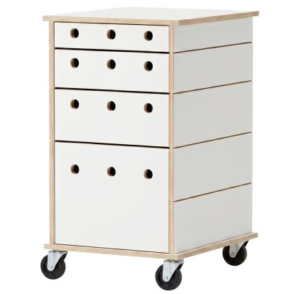 Lader Rollcontainer, 4 Schubkästen, Weiß