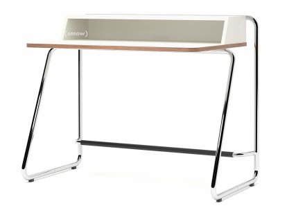S 1200, ThonetDur white mit Nussbaumkante, MDF decklackiert reinweiß, Verchromt