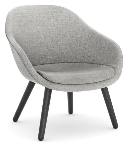 About A Lounge Chair Low AAL 82 Loungestuhl, Hallingdal 116 - warmgrau, Eiche schwarz lackiert, Mit Sitzkissen