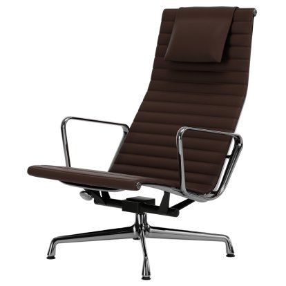 Aluminium Chair EA 124, Verchromt, Leder (Standard), Kastanie
