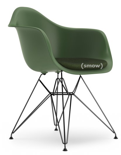 Eames Plastic Armchair DAR, Forest, Mit Sitzpolster, Elfenbein / forest, Standardhöhe - 43 cm, Beschichtet basic dark