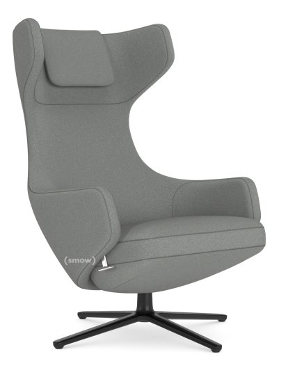 Grand Repos Loungesessel, Sessel Grand Repos, Stoff Cosy 2 Kieselgrau, 40 cm, Basic dark