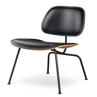 LCM / LCM Leather Loungestuhl, Esche natur, Sitz Leder nero, Pulverbeschichtet basic dark glatt