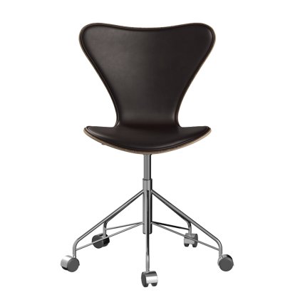 Serie 7 Drehstuhl 3117 / 3217 Frontpolsterung, Ohne Armlehnen, Holz klar lackiert, Walnuss klar lackiert, Dark brown, Chrome
