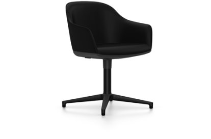Softshell Armchair auf Viersternfuß, Aluminium pulverbeschichtet basic dark, Plano, Nero, Gleiter für Teppichboden