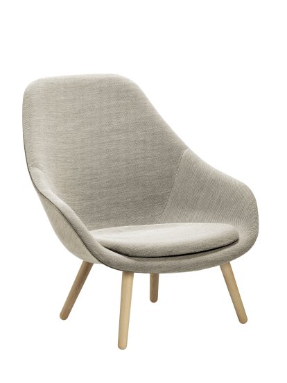 About A Lounge Chair High AAL 92 Loungestuhl, Hallingdal 116 - warmgrau, Eiche lackiert, Mit Sitzkissen