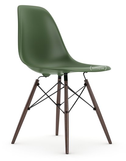 Eames Plastic Side Chair DSW, Forest, Ohne Polsterung, Ohne Polsterung, Standardhöhe - 43 cm, Ahorn dunkel