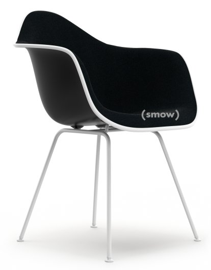Eames Plastic Armchair DAX, Tiefschwarz, Mit Vollpolsterung, Nero, Standardhöhe - 43 cm, Beschichtet weiß