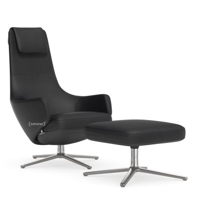 Repos, Sessel Repos & Ottoman, Leder Premium F nero, 40 cm, Poliert