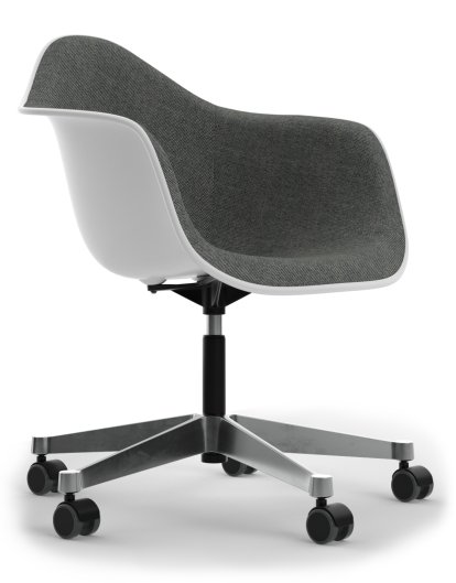 Eames Plastic Armchair PACC, Cotton white, Mit Vollpolsterung, Nero / elfenbein