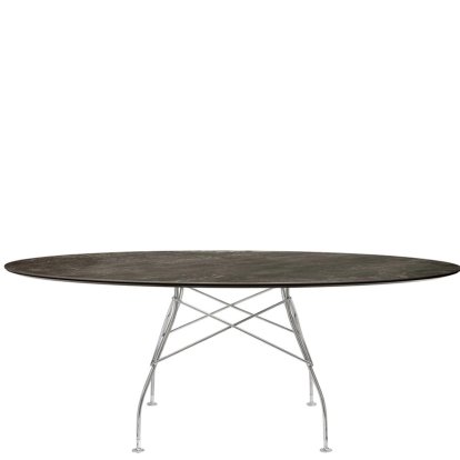 Glossy Tisch, Oval 192 x 118 cm, verchromt, Aged Bronze