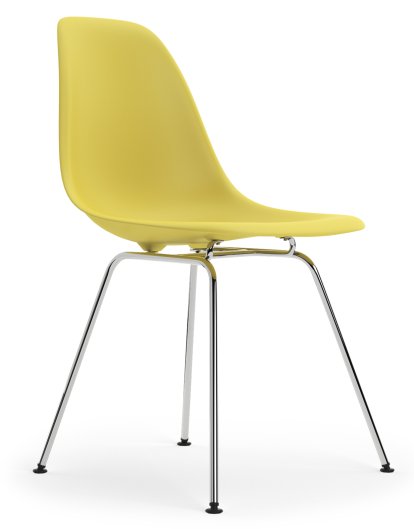Eames Plastic Side Chair DSX, Citron, Ohne Polsterung, Ohne Polsterung, Standardhöhe - 43 cm, Verchromt
