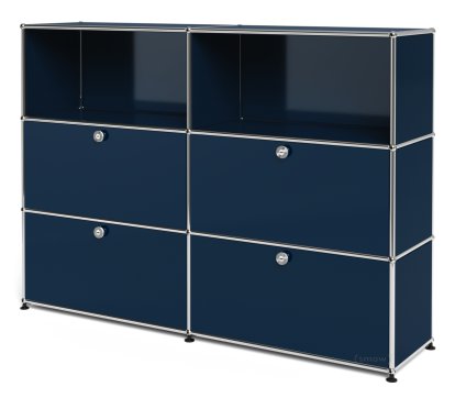 USM Haller Highboard L mit 4 Klappen, Stahlblau RAL 5011