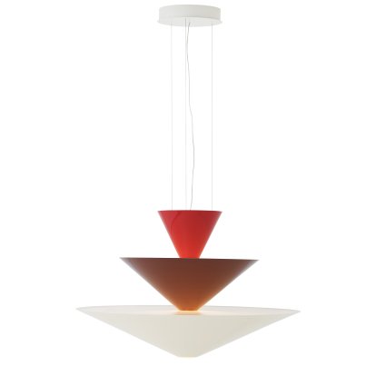 Gio Pendelleuchte, Ø 92 cm x H 61 cm, Vermilion red, dark burgundy & ecru white
