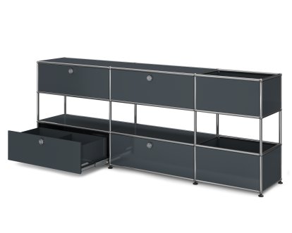 USM Haller Kinder Sideboard L mit Aufbewahrungsboxen, Einfarbig, Anthrazitgrau RAL 7016, Mit Auszügen (inkl. Einlegerahmen)