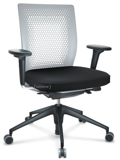 ID Air, Soft grey, Stoff Plano-66 nero, Basic dark, 5-Stern Untergestell, Kunststoff basic dark, Mit 2D Armlehnen, Hart für Teppichboden