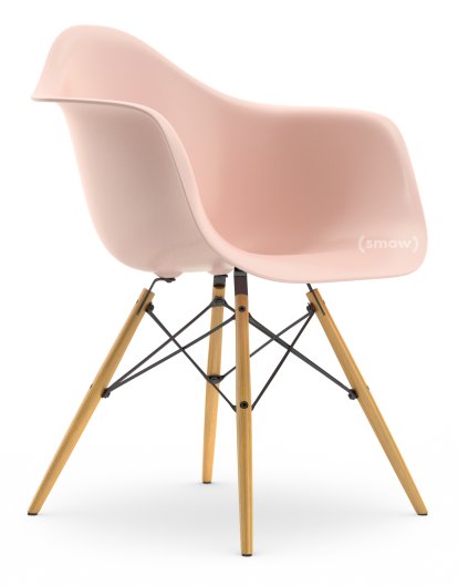 Eames Plastic Armchair DAW, Zartrosé, Ohne Polsterung, Ohne Polsterung, Standardhöhe - 43 cm, Esche honigfarben