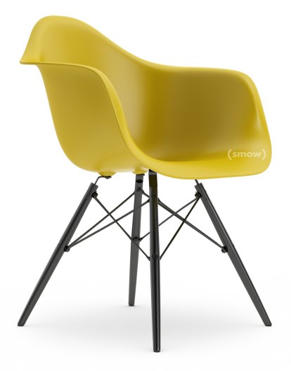 Eames Plastic Armchair DAW, Senf, Ohne Polsterung, Ohne Polsterung, Standardhöhe - 43 cm, Ahorn schwarz