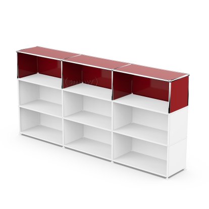USM Haller Anbaupaket Vertikal 3, USM rubinrot, 35 cm