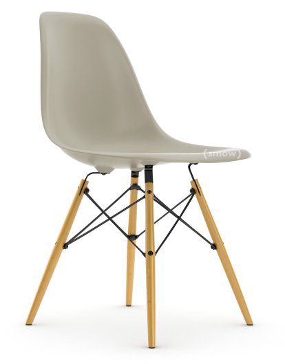 Eames Plastic Side Chair DSW, Kieselstein, Ohne Polsterung, Ohne Polsterung, Standardhöhe - 43 cm, Ahorn gelblich