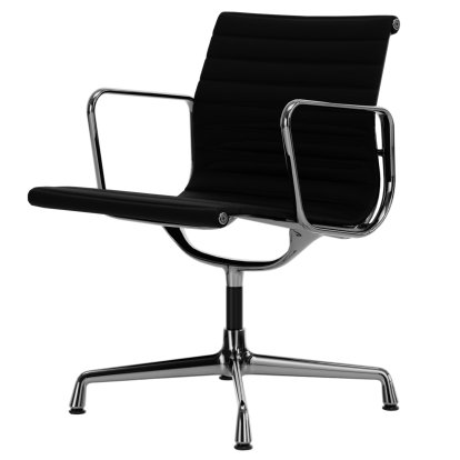 Aluminium Chair EA 107 / EA 108, EA 108 - drehbar, Poliert, Leder (Standard), Nero