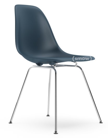Eames Plastic Side Chair DSX, Meerblau, Ohne Polsterung, Ohne Polsterung, Standardhöhe - 43 cm, Verchromt