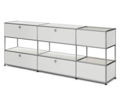 USM Haller Kinder Sideboard L mit Aufbewahrungsboxen, Einfarbig, Reinweiß RAL 9010, Mit Klappen