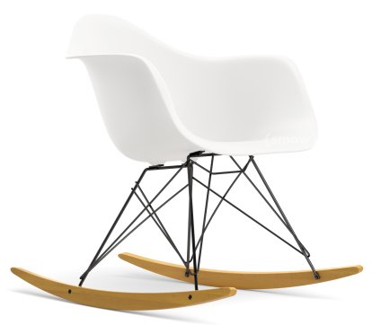 Eames Plastic Armchair RAR, Weiß non-RE, Beschichtet basic dark, Ahorn gelblich