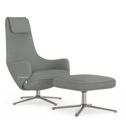 Repos, Sessel Repos & Ottoman, Stoff Cosy 2 Kieselgrau, 45 cm, Poliert