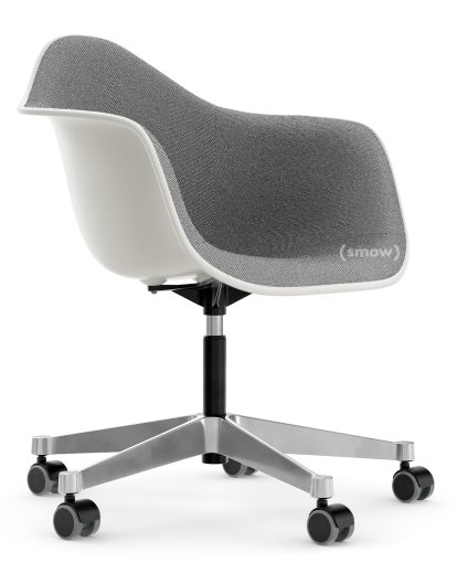 Eames Plastic Armchair PACC, Weiß non-RE, Mit Vollpolsterung, Nero / elfenbein