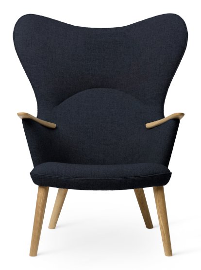 CH78 Mama Bear Loungesessel, Fiord - blau, Eiche geseift, Ohne Nackenkissen