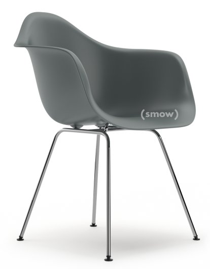 Eames Plastic Armchair DAX, Granitgrau, Ohne Polsterung, Ohne Polsterung, Standardhöhe - 43 cm, Verchromt