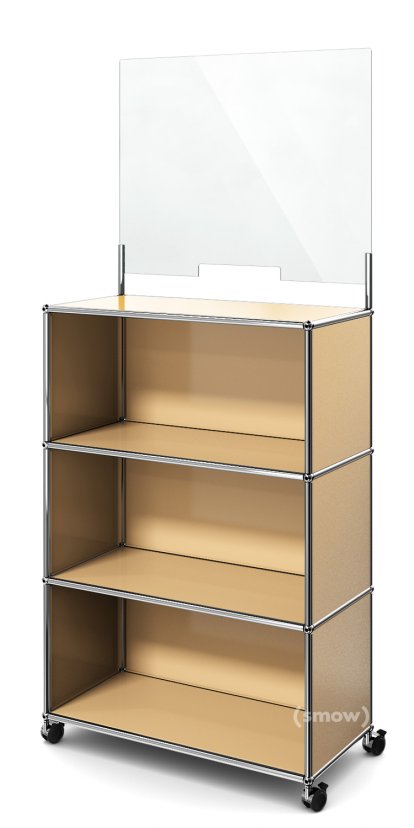 USM Haller Counter M mit Security Screen, USM beige, Mit Rollen