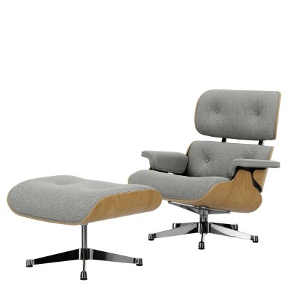Eames Lounge Chair & Ottoman Nubia, Crème sierragrau / Kastanie, natur