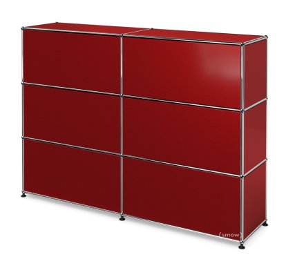 USM Haller Theke Typ 1, USM rubinrot, 150 cm (2 Elemente), 35 cm