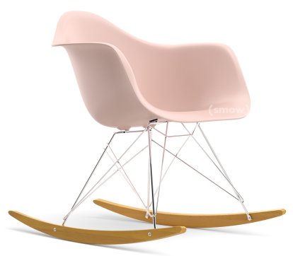 Eames Plastic Armchair RAR, Zartrosé, Verchromt, Ahorn gelblich