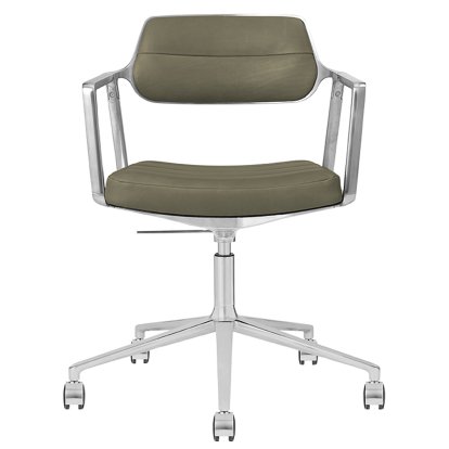 Swivel 453+ Drehstuhl, Poliert, Rollfuß, Leder Bosco grün