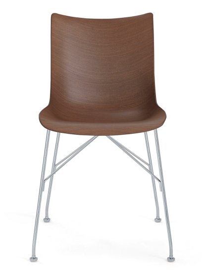 P/Wood Stuhl, Buche dunkel, Verchromt