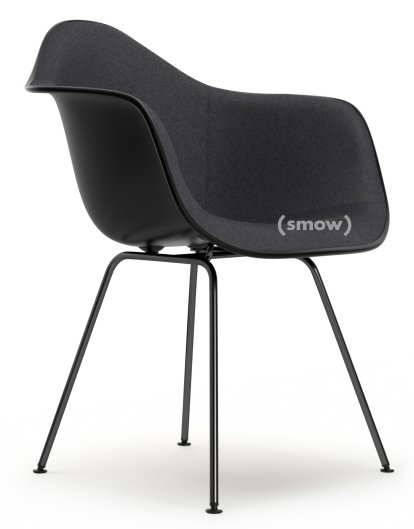 Eames Plastic Armchair DAX, Tiefschwarz, Mit Vollpolsterung, Dunkelgrau, Standardhöhe - 43 cm, Beschichtet basic dark