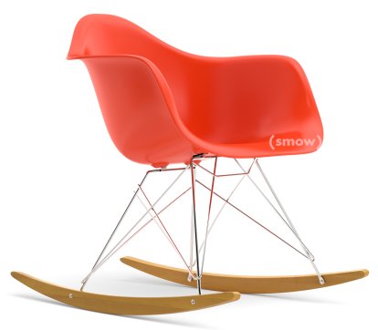 Eames Plastic Armchair RAR, Rot - poppy red, Verchromt, Ahorn gelblich