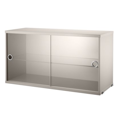 String System Schrankelement mit Glasschiebetüren, Beige