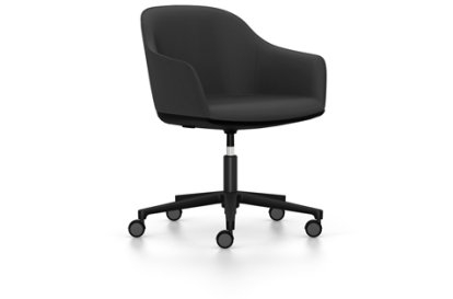 Softshell Armchair auf Fünfsternfuß, Aluminium pulverbeschichtet basic dark, Plano, Dunkelgrau, Weich für harte Böden