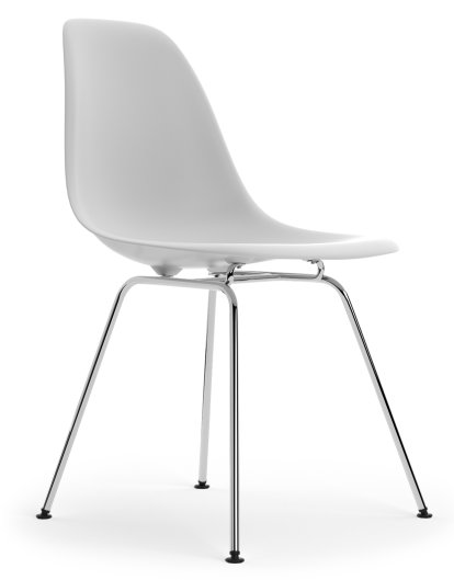 Eames Plastic Side Chair DSX, Cotton white, Ohne Polsterung, Ohne Polsterung, Standardhöhe - 43 cm, Verchromt