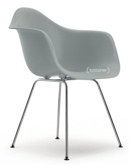 Eames Plastic Armchair DAX, Hellgrau, Ohne Polsterung, Ohne Polsterung, Standardhöhe - 43 cm, Verchromt