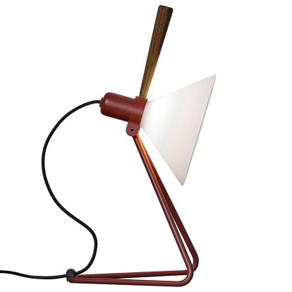 Model 356 Tischleuchte, Oxide red / smoked oak